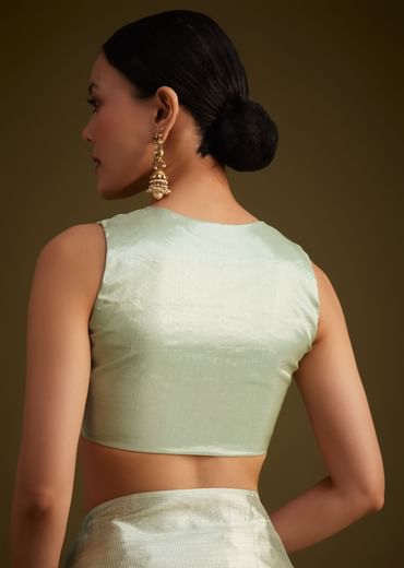 Greenish Silver Kanjivaram Silk Saree