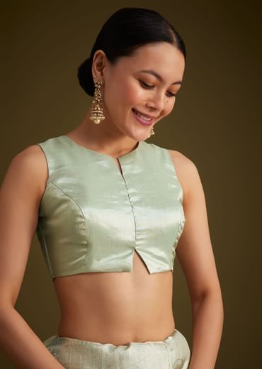 Greenish Silver Kanjivaram Silk Saree