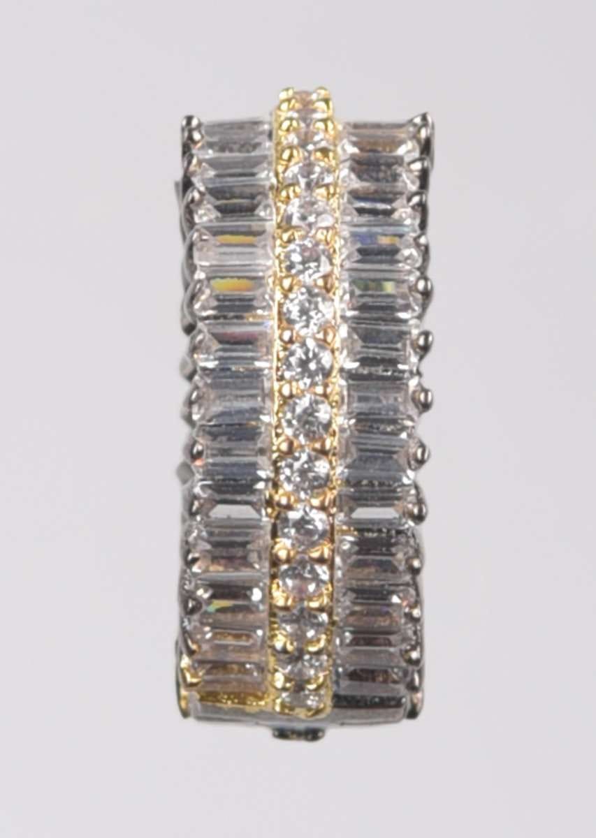 Buy Grey And Gold Plated Hoop Earrings Studded With Stones And