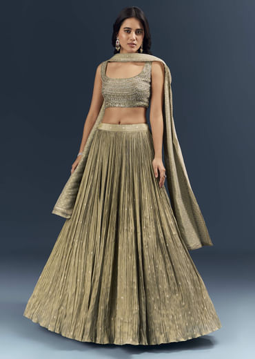 Grey Banarasi Silk Bridesmaid Lehenga With Intricate Hand Embroidery