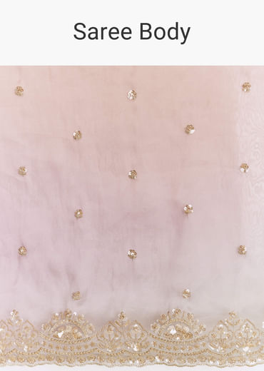 Grey Lavender Shaded Tissue Saree With Heavy Blouse Embroidery
