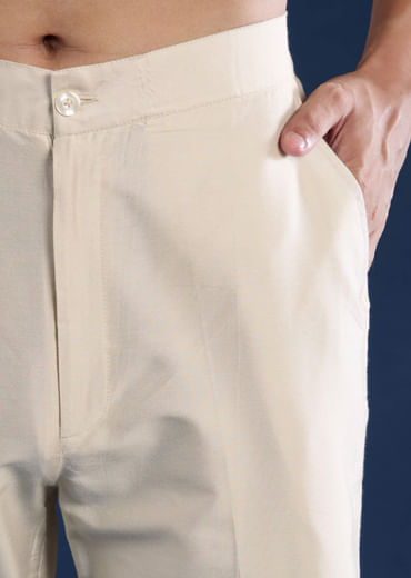 Grey Moti Embroidered Mens Kurta and Pant Set