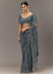 Grey Net Saree With All Over Heavy Embroidery And Net Blouse