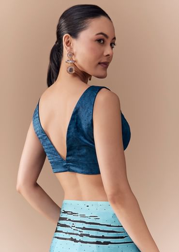 Grey Shaded Printed Satin Saree with Blouse Fabric