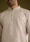 Grey Silk Kurta Set With Mirror And Thread Work