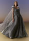 Grey Sleeveless Gown With Soft Net Trail And Shimmer