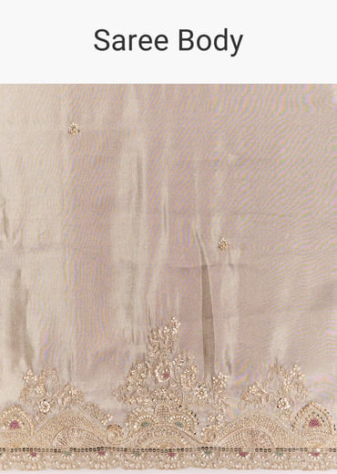 Grey Tissue Saree With Cutdana Sequins Beads And Resham Embroidery