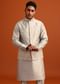 Grey Aari Embroidered Jacket Kurta Set