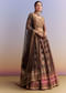 Grey And Red Crepe Printed Bridesmaid Lehenga With Heavy Embroidery