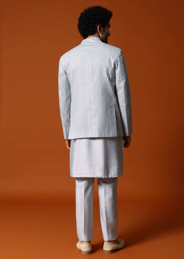 Grey Embroidered Jodhpuri Set For Men