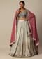 Grey Embroidered Lehenga Set With Zardozi Work