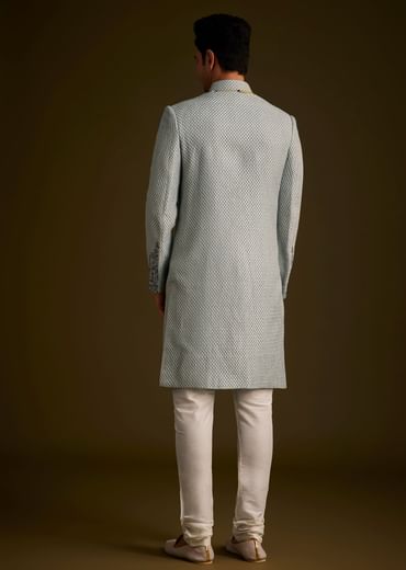 Grey Embroidered Sherwani Set