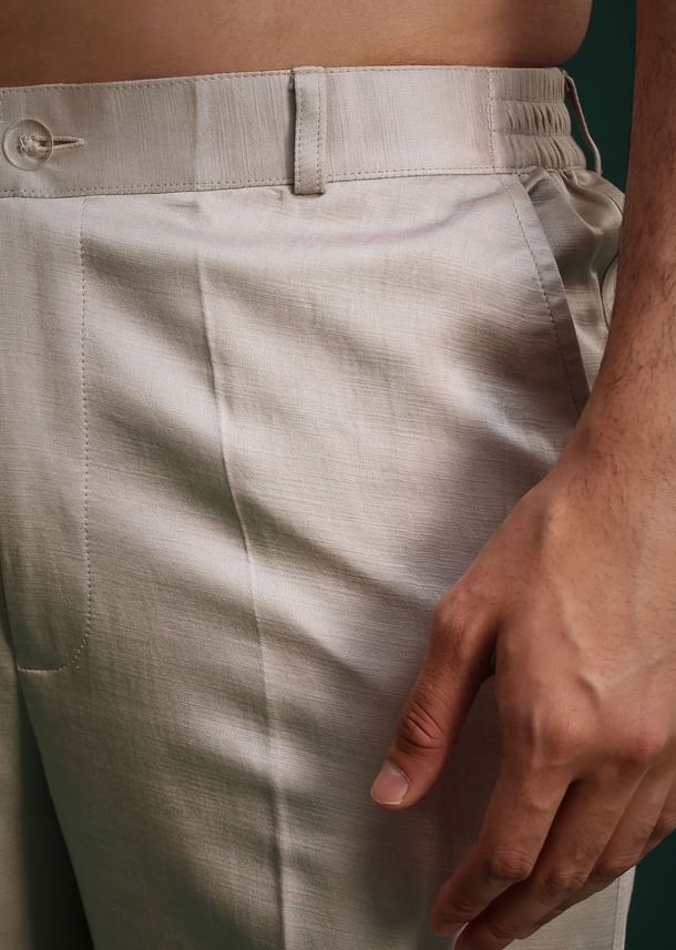 Grey Hand Work Jacket Kurta Set