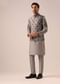 Grey Kurta And Jacket Set with Floral Hand Work And Beads