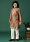 Grey Kurta Pant With Thread And Mirror Work For Boys
