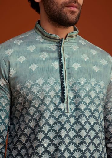 Grey Ombre Embroidered Kurta Pant Set