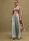Grey Printed Organza Palazzo Set With Jacket