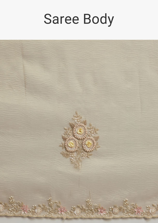 Grey Tissue Saree With Sequins And Cutdana Work