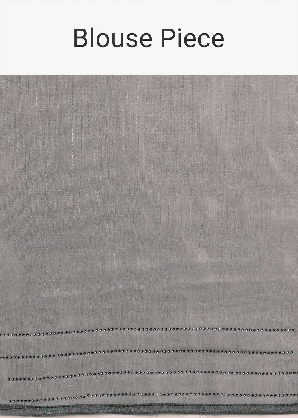 Grey Tissue Saree With Thread And Stone Embroidery And Unstitched Blouse