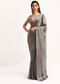 Grey Tissue Saree With Thread And Stone Embroidery And Unstitched Blouse