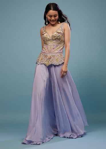Lavender Purple Embroidered Jumpsuit
