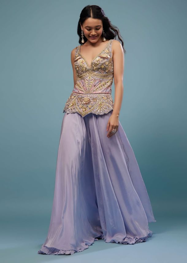 Lavender Purple Embroidered Jumpsuit