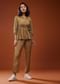 Ocher Yellow Printed Co-ord Set In Muslin