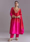 Hot Pink Ombre Silk Kurta Set With Zari Embroidery