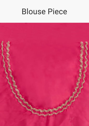 Hot Pink Organza Saree With Stone And Cut Dana Work