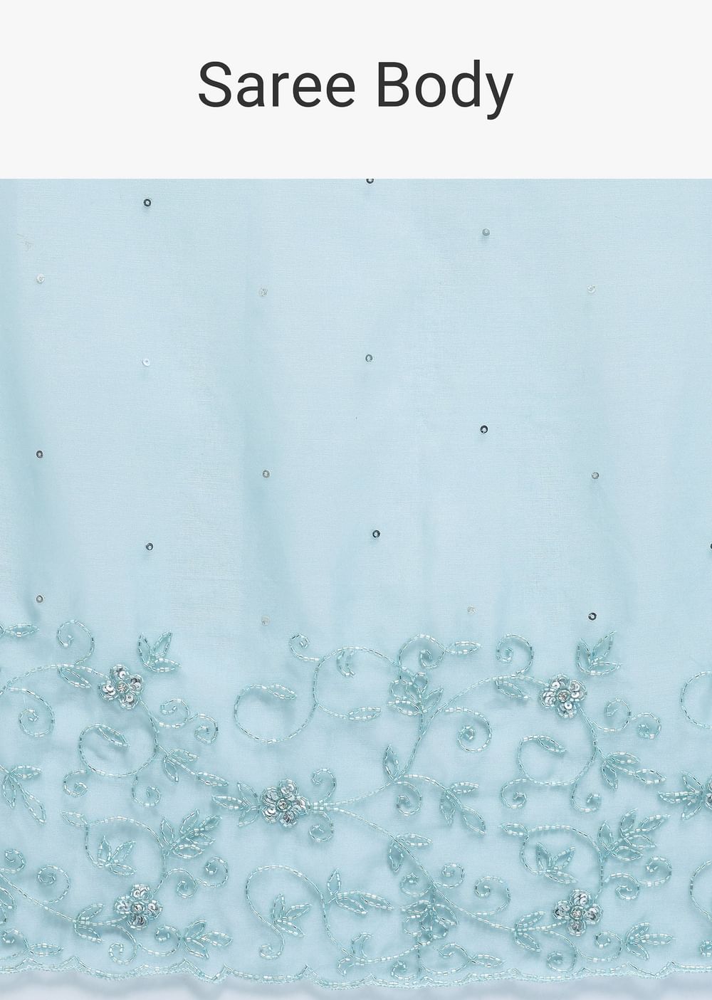Ice Blue Embroidered Organza Saree With Unstitched Blouse