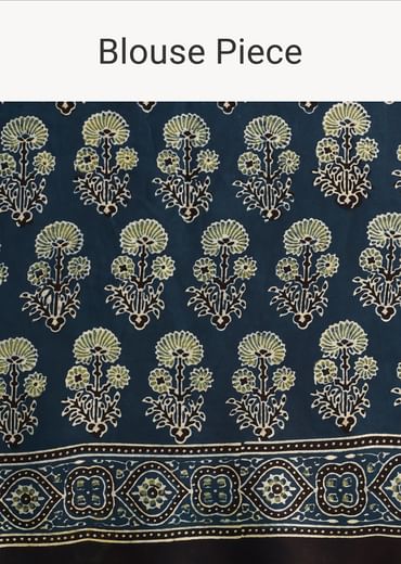 Indigo Satin Modal Handblock Printed Ajrakh Saree
