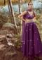 Irish Purple Lehenga Choli In Raw Silk With Cut Dana And Beads Embroidered Floral Buttis And Overlapping V Neckline