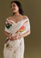 Ivory Cotton Linen Saree With Multicolour Butterfly Prints