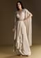 Ivory Crop Top Skirt Set With Cape And Silver Zardozi Work