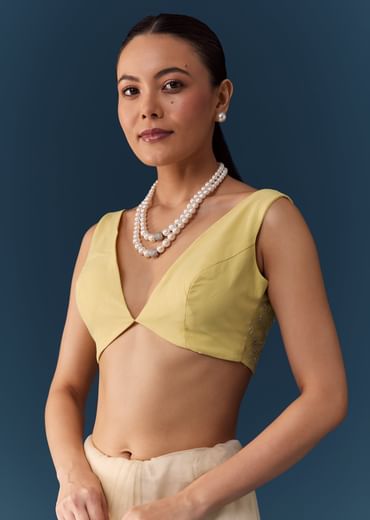 Ivory Organza Embellished Saree with Blouse Fabric