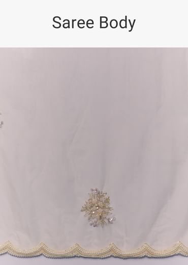 Ivory Organza Embellished Saree with Blouse Fabric
