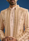 Ivory Raw Silk Sherwani Set With Mixed Hand Work And Organza Satin Accents