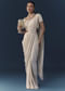Ivory Ready Pre Pleated Saree with Moti Work Blouse