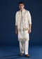 Ivory Silk Jacket Kurta Set with Resham Work