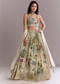 Ivory Tissue Bridesmaid Lehenga With Floral Print And Embroidery