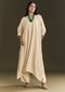 Ivory White Kurta Pant Set With Green Beaded Neckpiece
