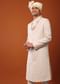 Ivory-White Sherwani Set in Silk With Sequins Embroidery