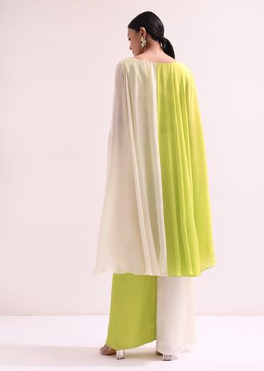 Ivory And Light Green Croptop And Palazzo Set