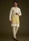 Ivory And Yellow Ombre Silk Jacket Set With Zari Work