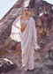 Ivory Hand Embroidered Tissue Pre Stitched Saree With Cape