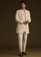 Ivory Silk Indo Western Set With Zardosi Work