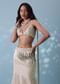 Ivory White Embroidered Trail Lehenga Set In Milano Satin With Tassel Blouse
