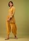 Amber Yellow Dhoti Kurta Set In Georgette With Multicolor Floral Print & Embroidery
