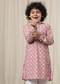 Kalki Aurora Pink Kurta Set In Silk With Threadwork For Boys
