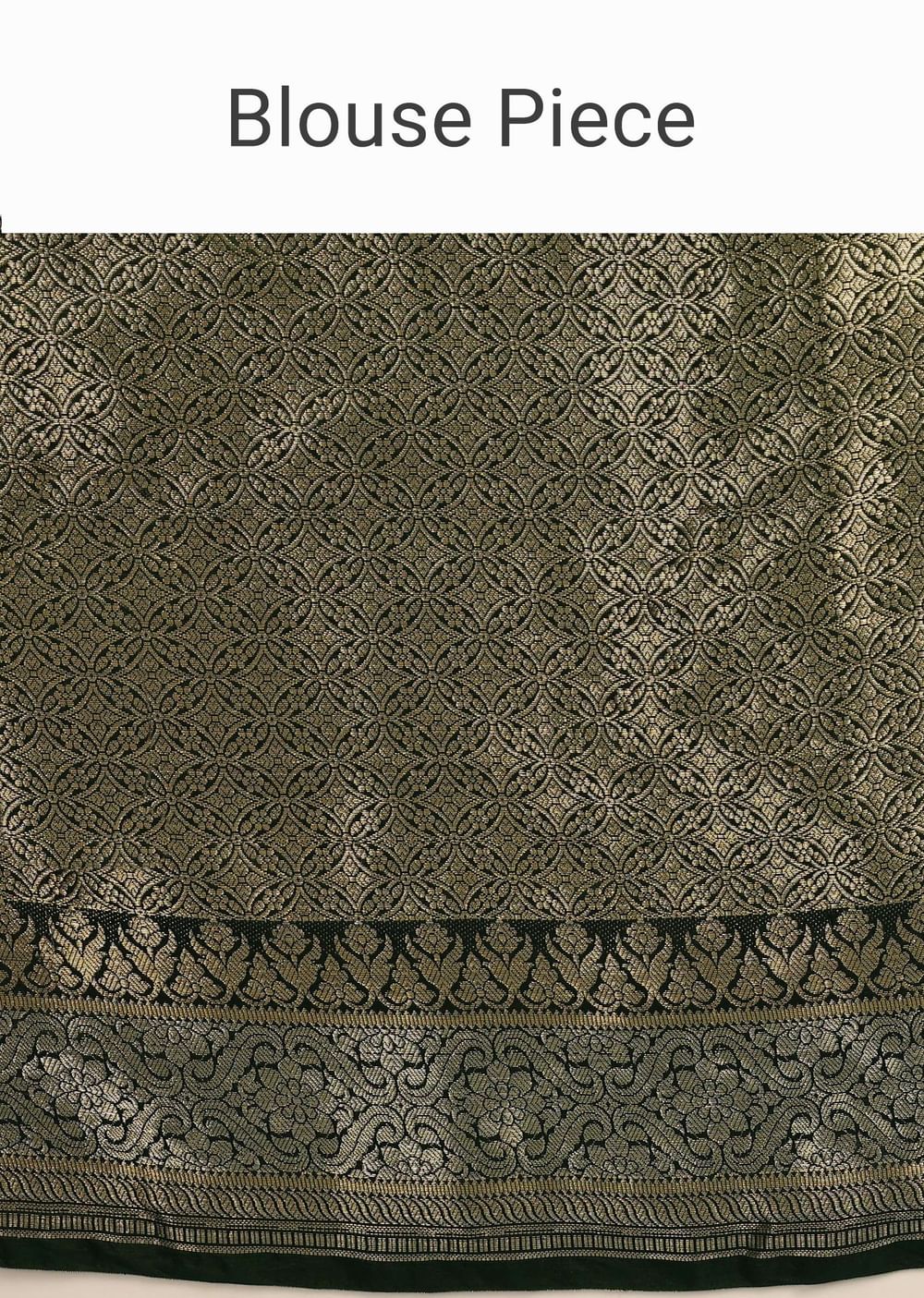 Deep Green Saree In Silk With Bandhani Print And Handwoven Brocade Floral Embroidery